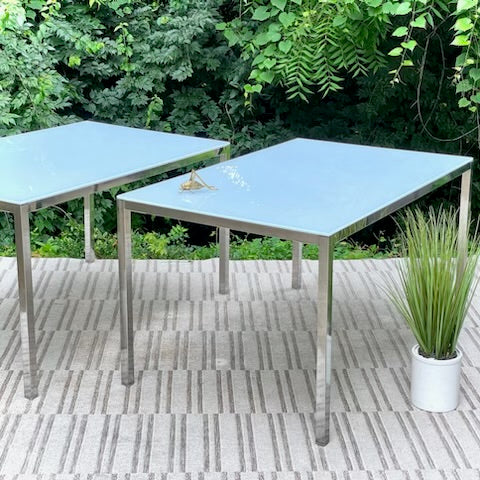 Glass & Chrome Dining Tables - 2 Available