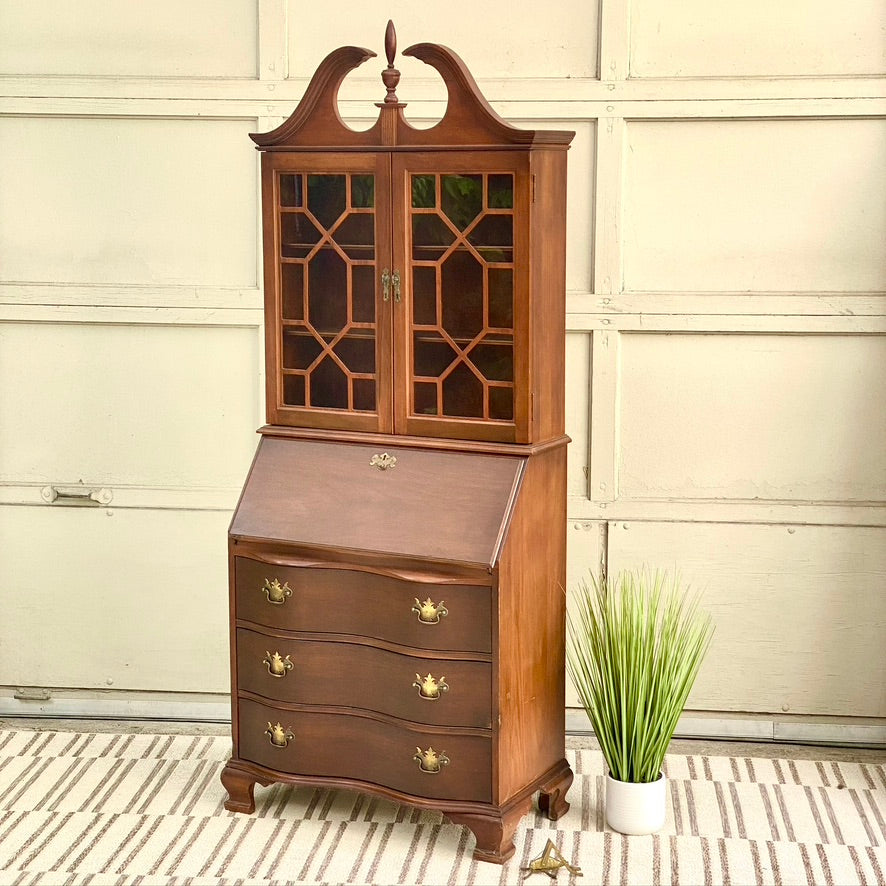 Vintage Wooden Secretary Hutch