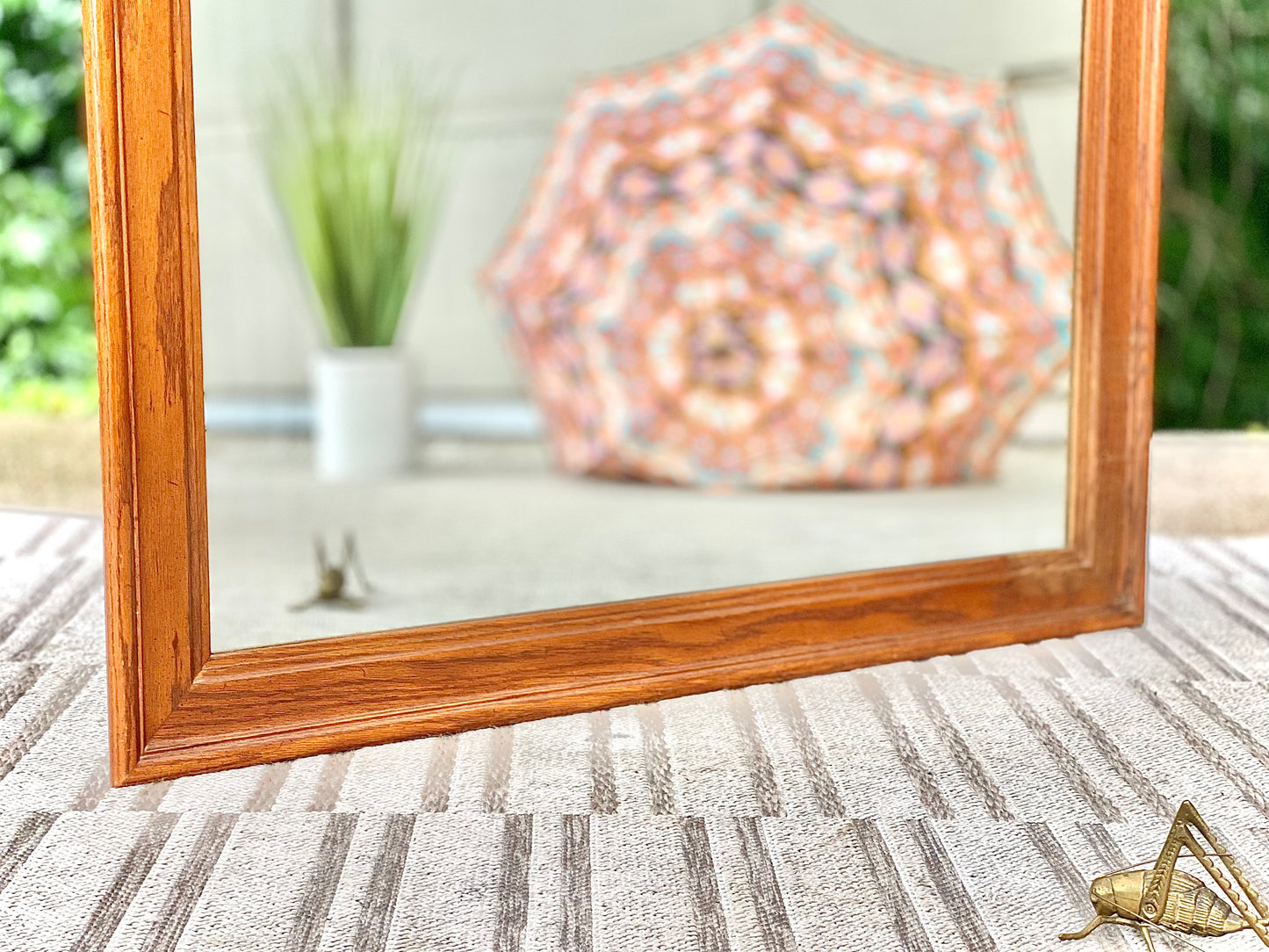 Large Wooden Rectangle Framed Mirror