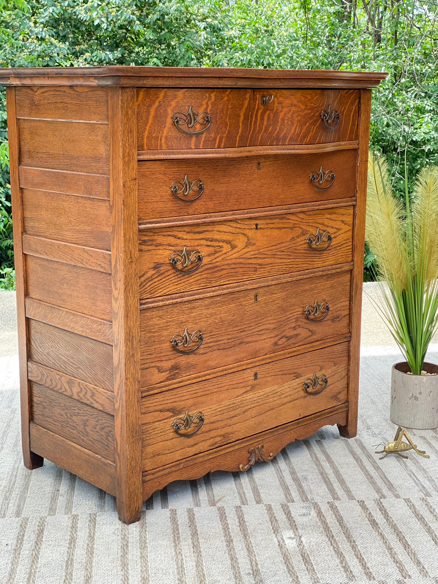 Vintage Wooden 5 Drawer Dresser