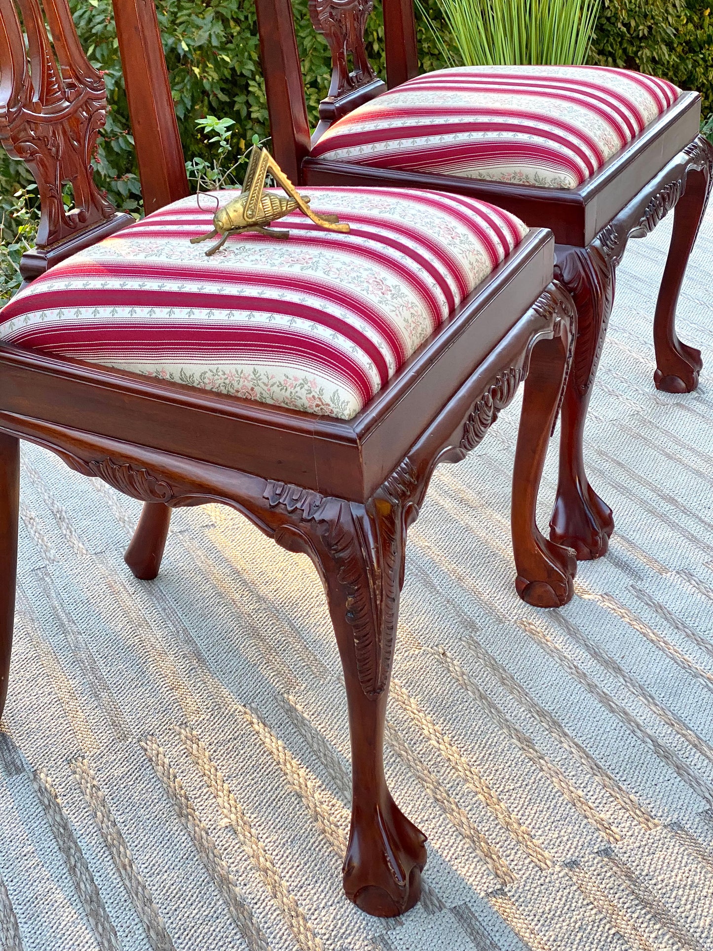 Pair of Mahogany Upholstered Accent Chairs