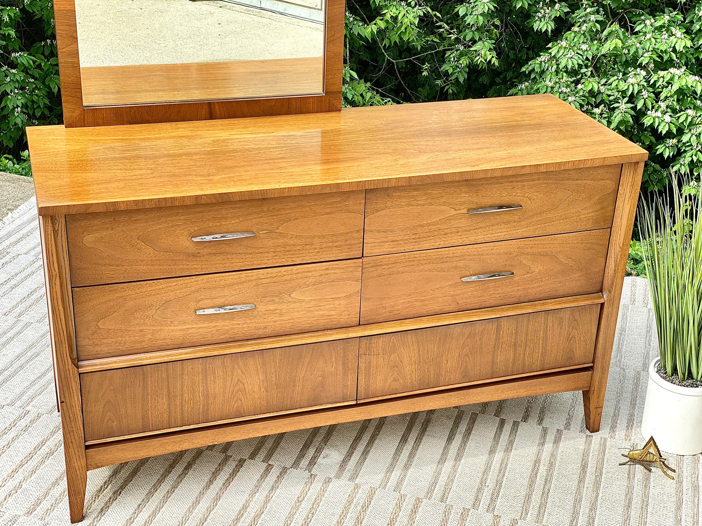 Vintage MCM Dixie Lowboy Dresser w/ Mirror