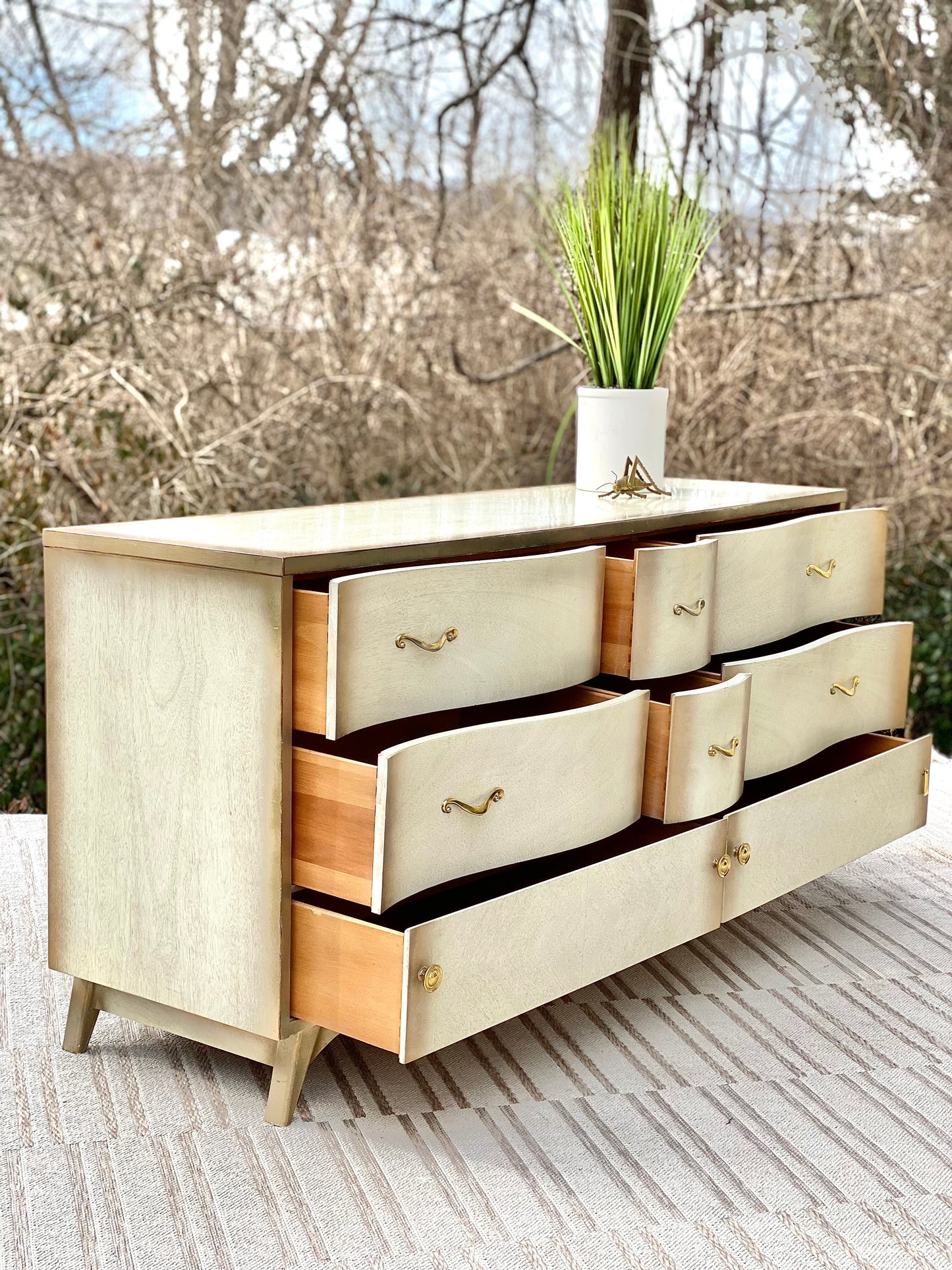 Vintage MCM Lowboy Basic Witz 8 Drawer Dresser
