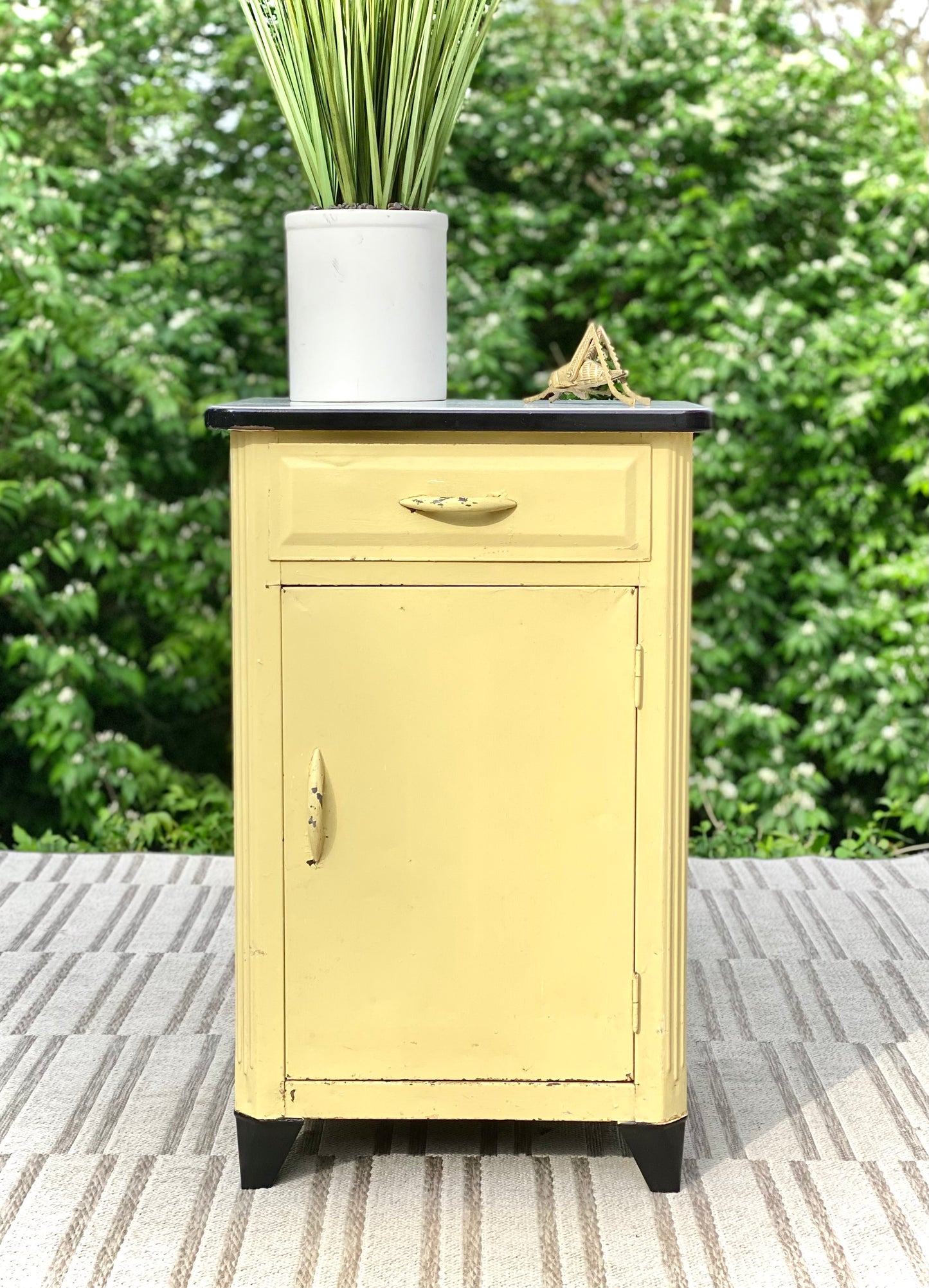 Vintage Yellow Metal Medical Cabinet