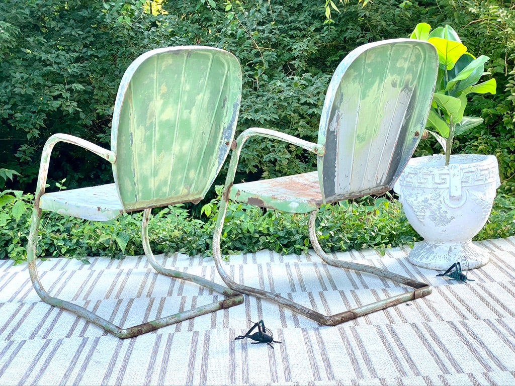 Vintage Metal Clamback Outdoor Chairs