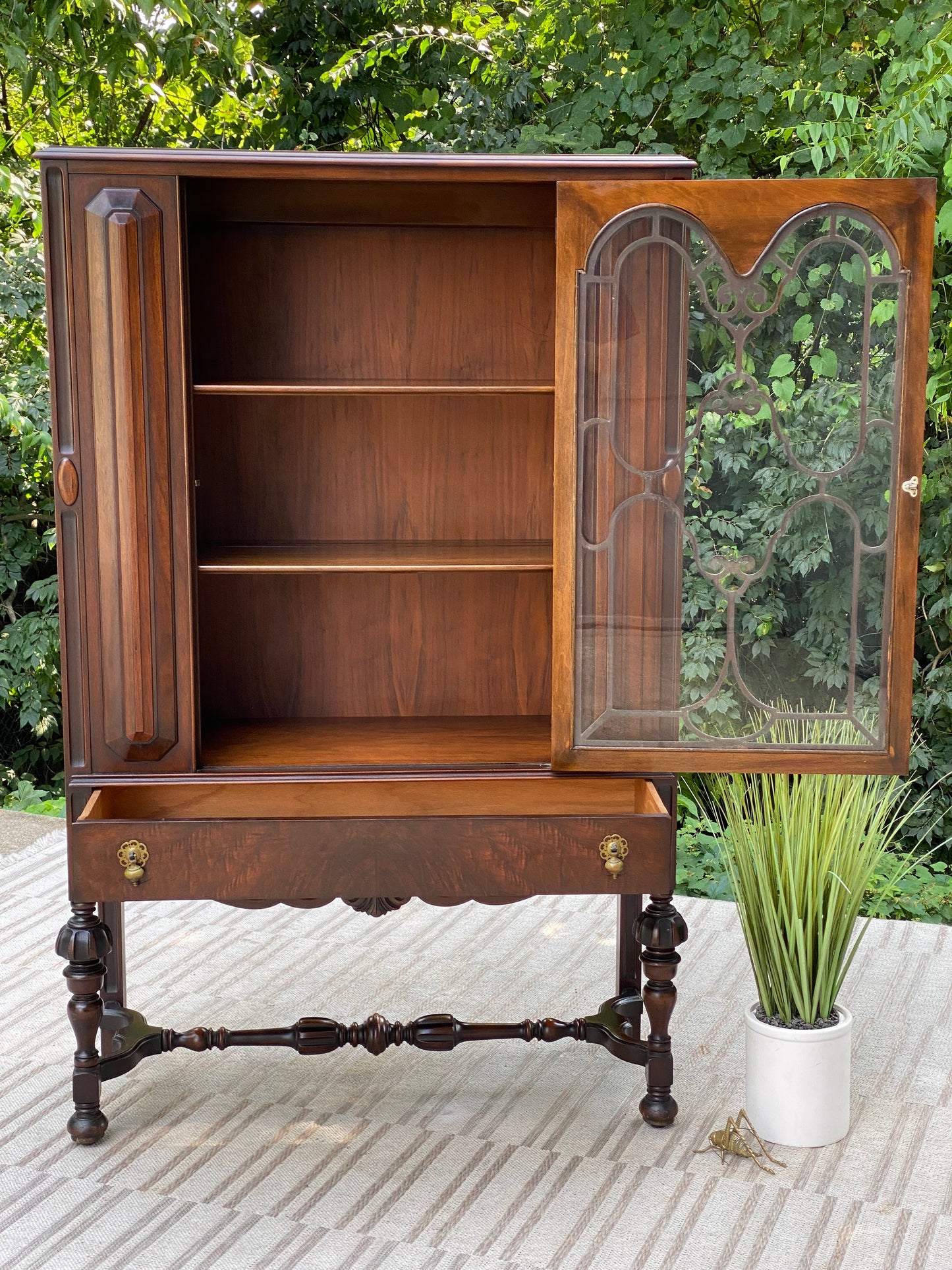 Vintage Tell City Mahogany Display Hutch