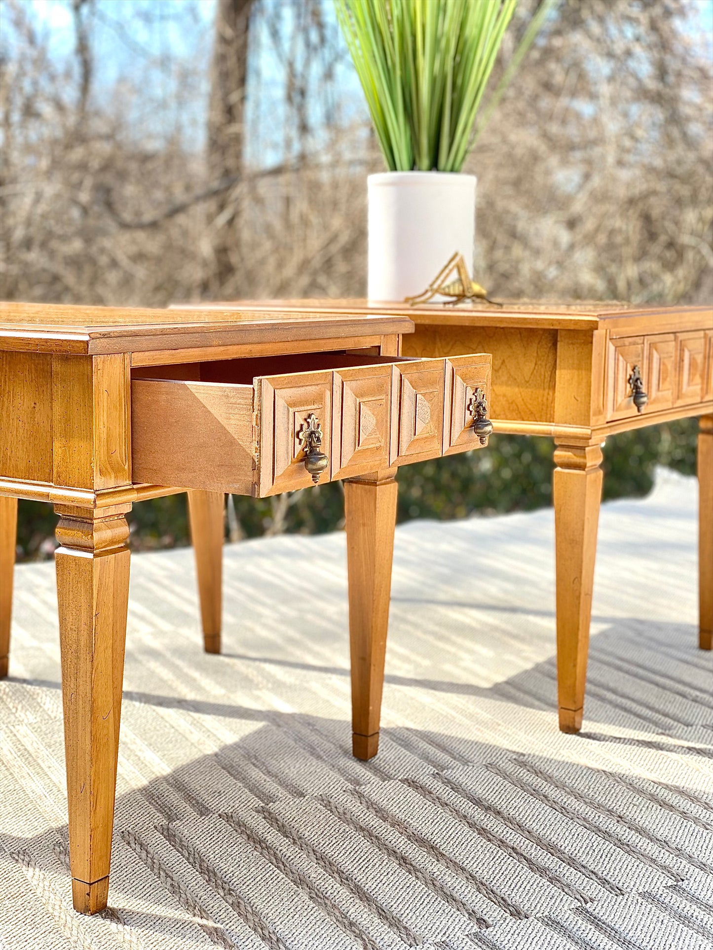 Vintage Pair of Wooden Side Tables