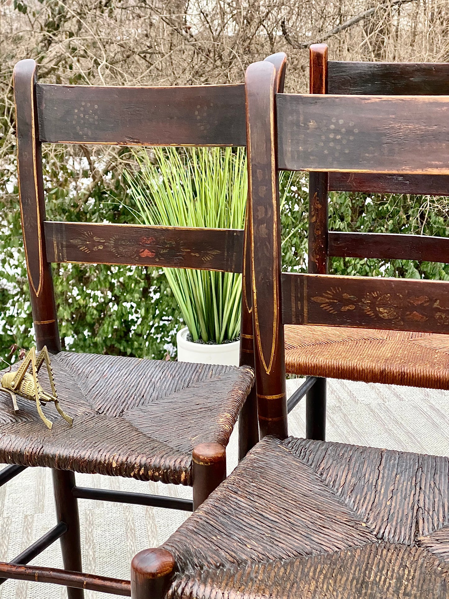 Vintage Set of 3 Stenciled Accent Chairs