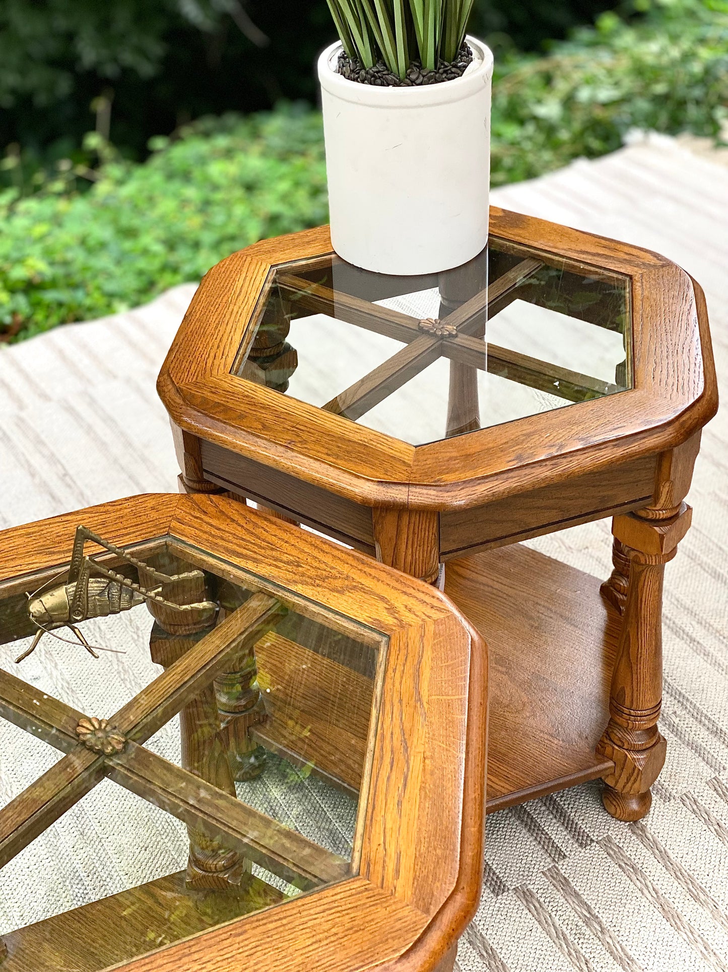 Vintage Pair of Wooden Side Tables