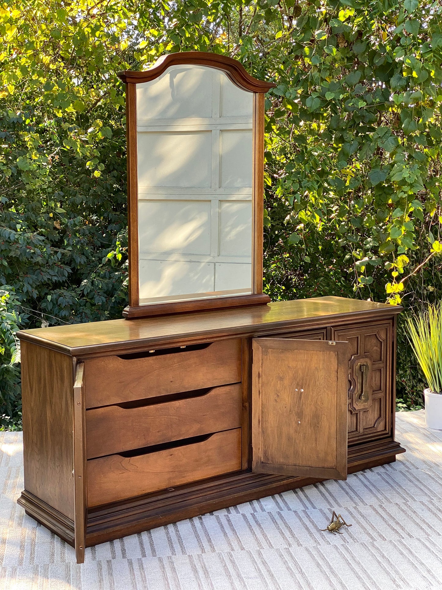 Vintage Stanley Wooden 6 Drawer Lowboy Dresser