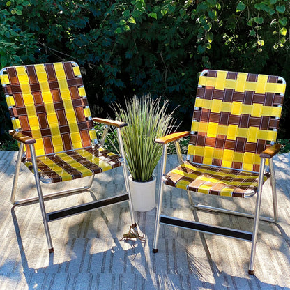 Pair of Vintage Aluminum Mesh Folding Lawn Chairs