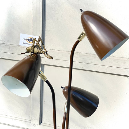 Vintage MCM 3 Bullet Spotlight Floor Lamp