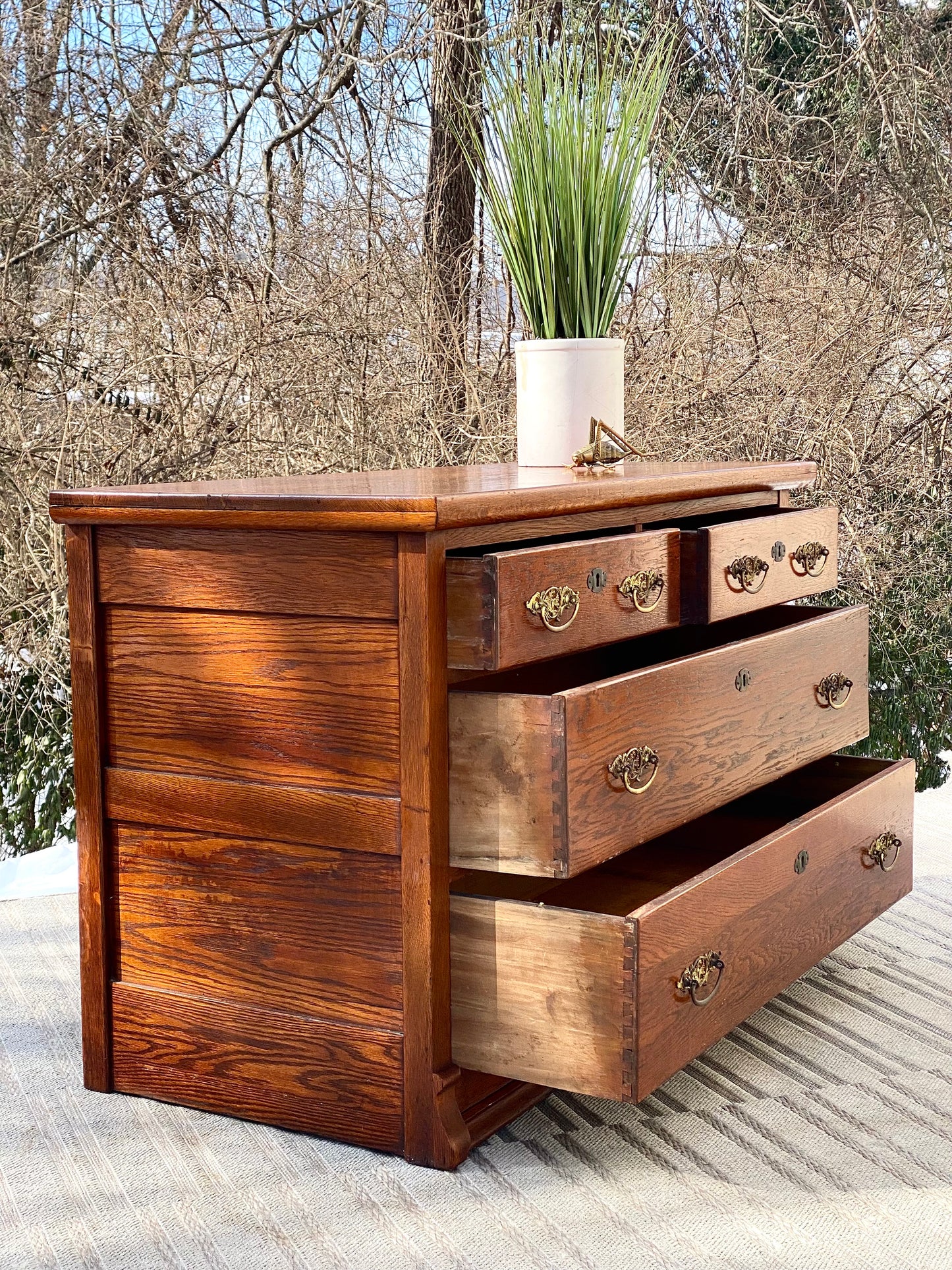 Vintage Oak 4 Drawer Dresser