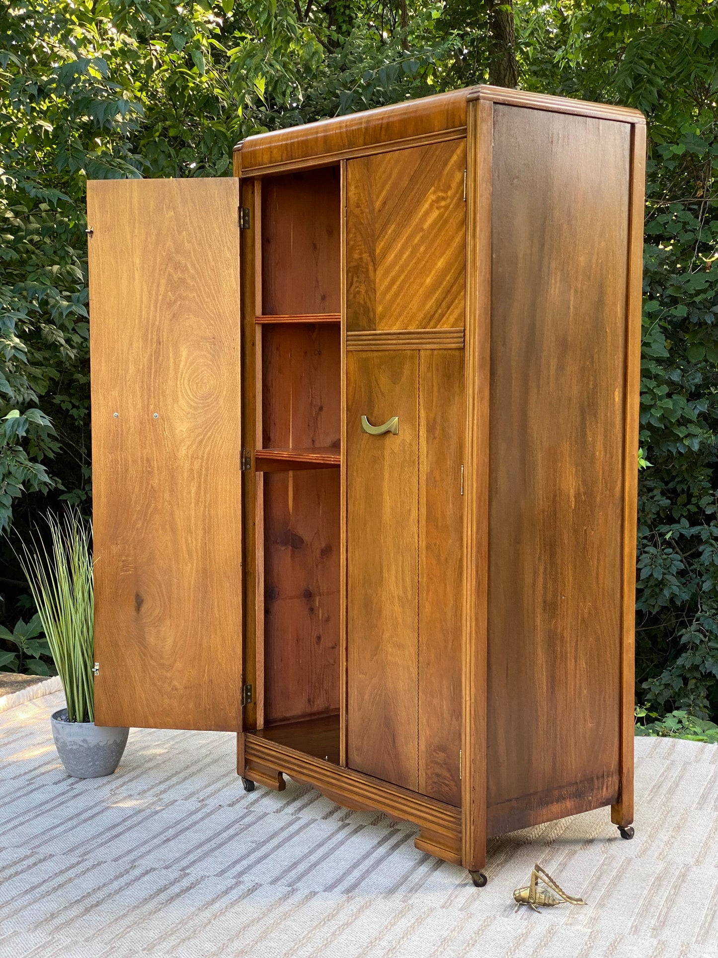 Vintage Art Deco Cedar Wardrobe Cabinet