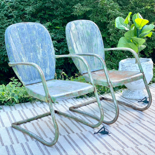 Vintage Metal Clamback Outdoor Chairs