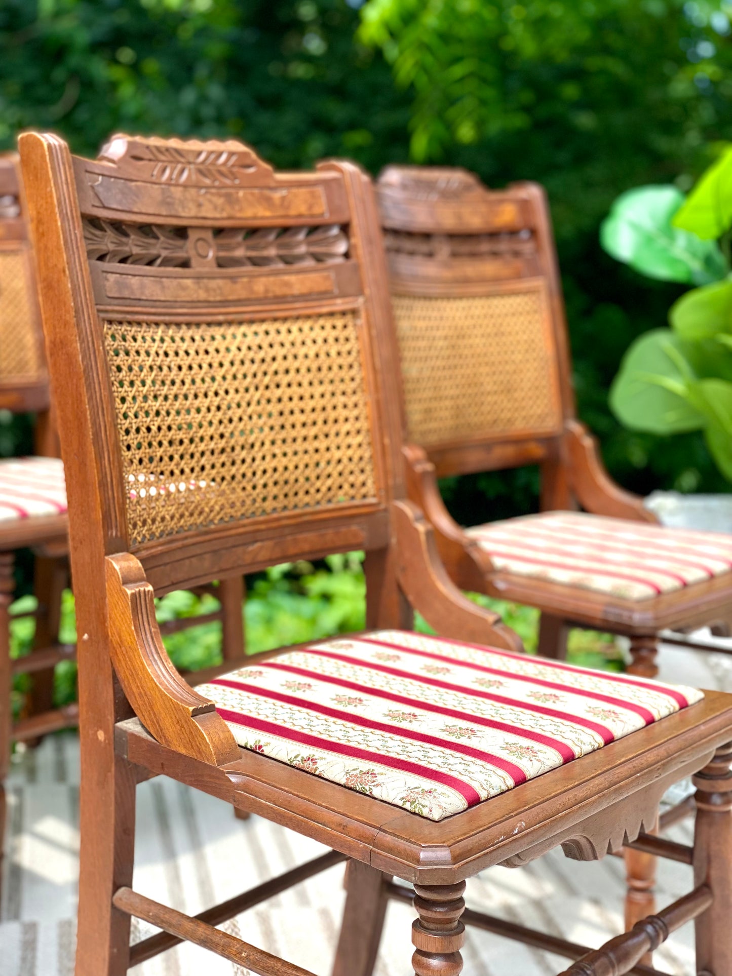 4 Antique Carved Walnut Accent Chairs