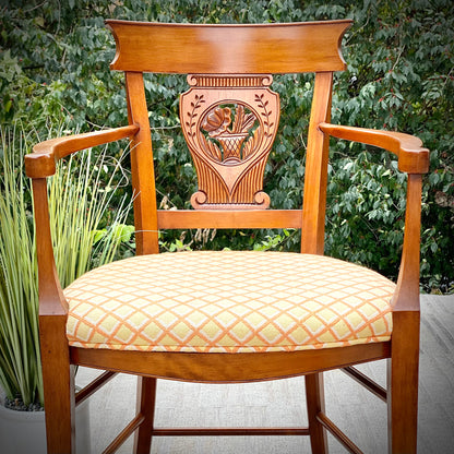 Vintage Upholstered Wooden Accent Chair