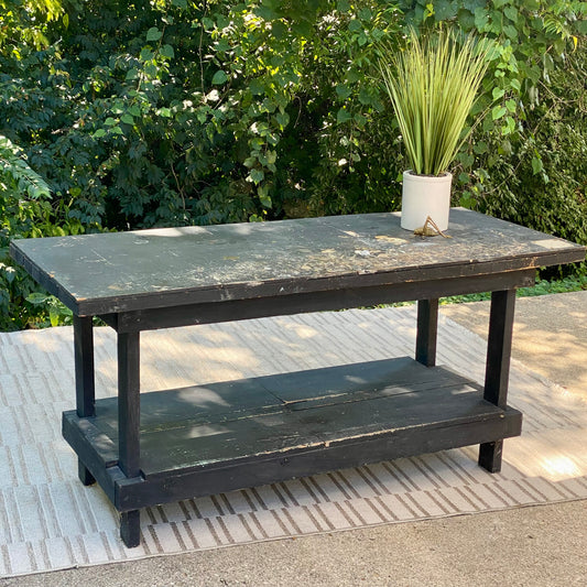 Vintage Black Painted Workbench