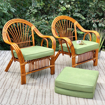 Vintage Pair of Bamboo Rattan Chairs