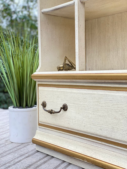 Tall Vintage French Provincial Globe Furniture Bookcase