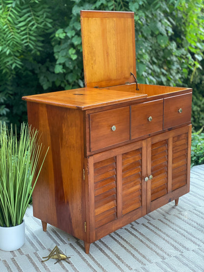 Vintage MCM Pine Bar Cabinet