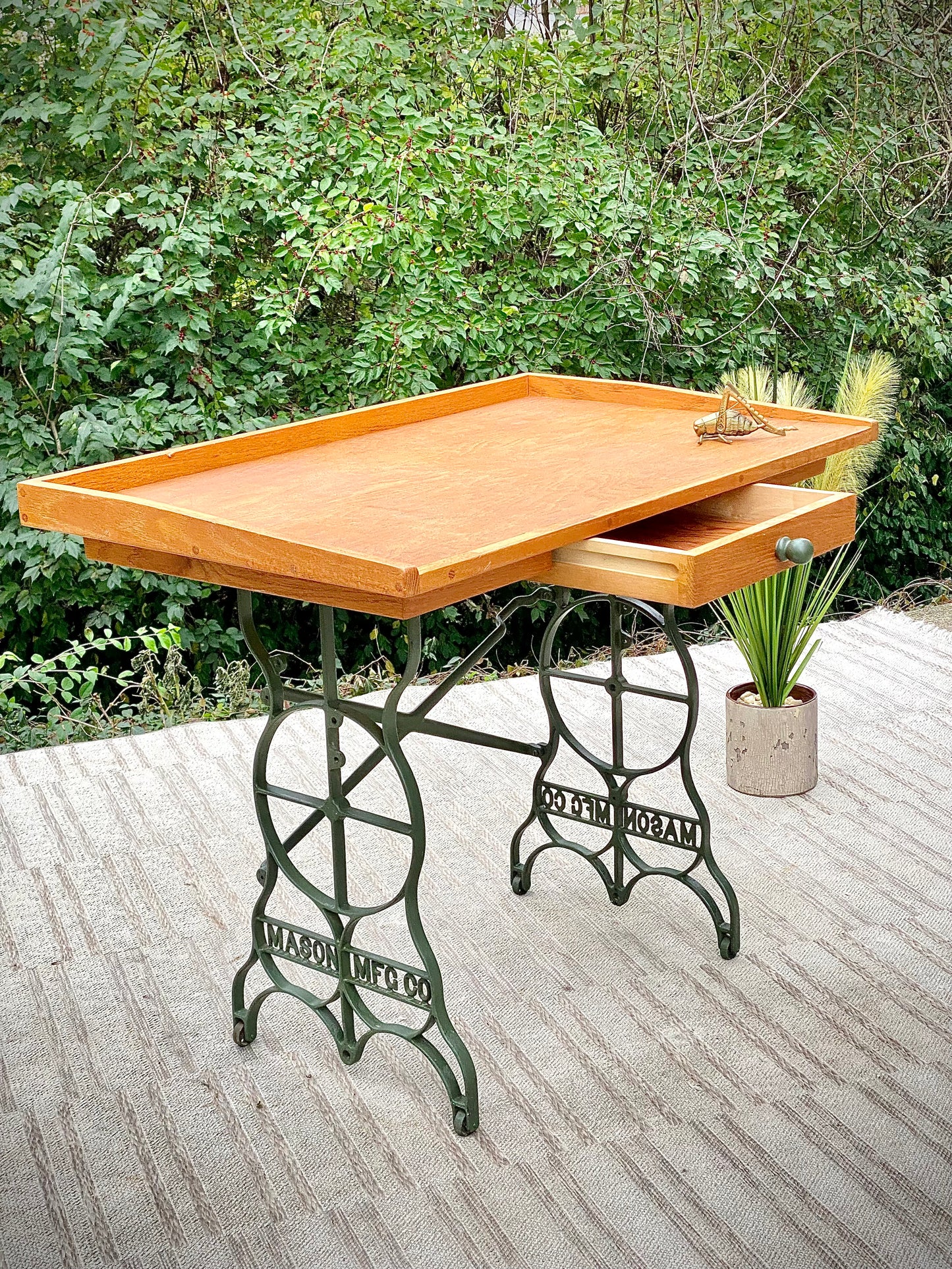 Vintage Sewing Machine Base Desk