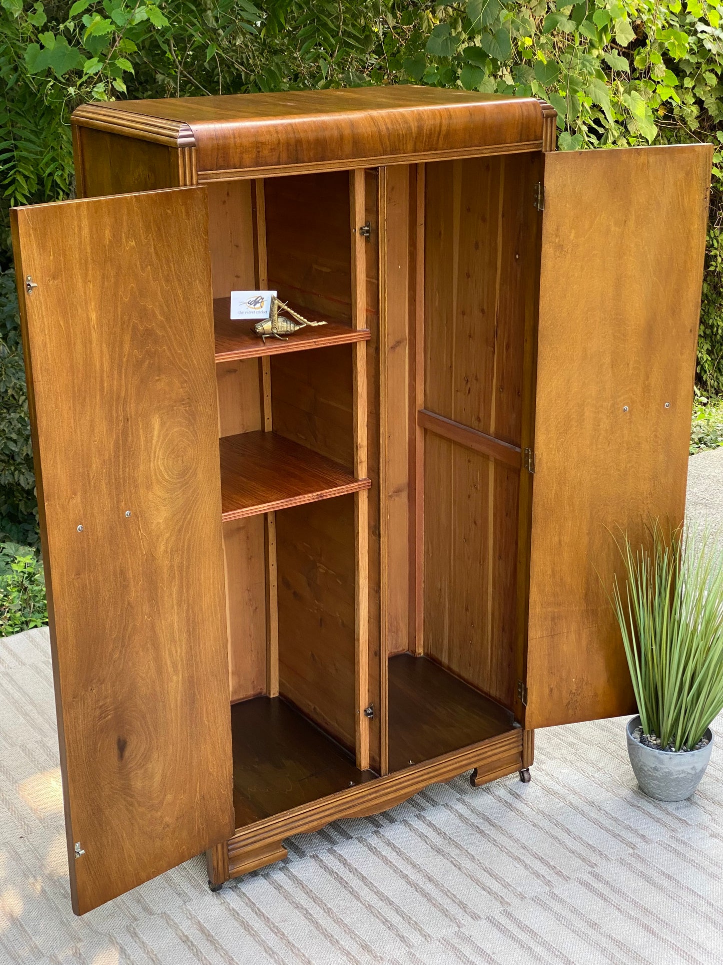 Vintage Art Deco Cedar Wardrobe Cabinet