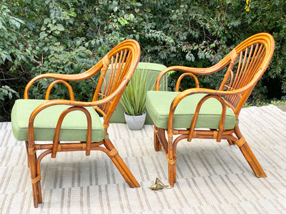 Vintage Pair of Bamboo Rattan Chairs