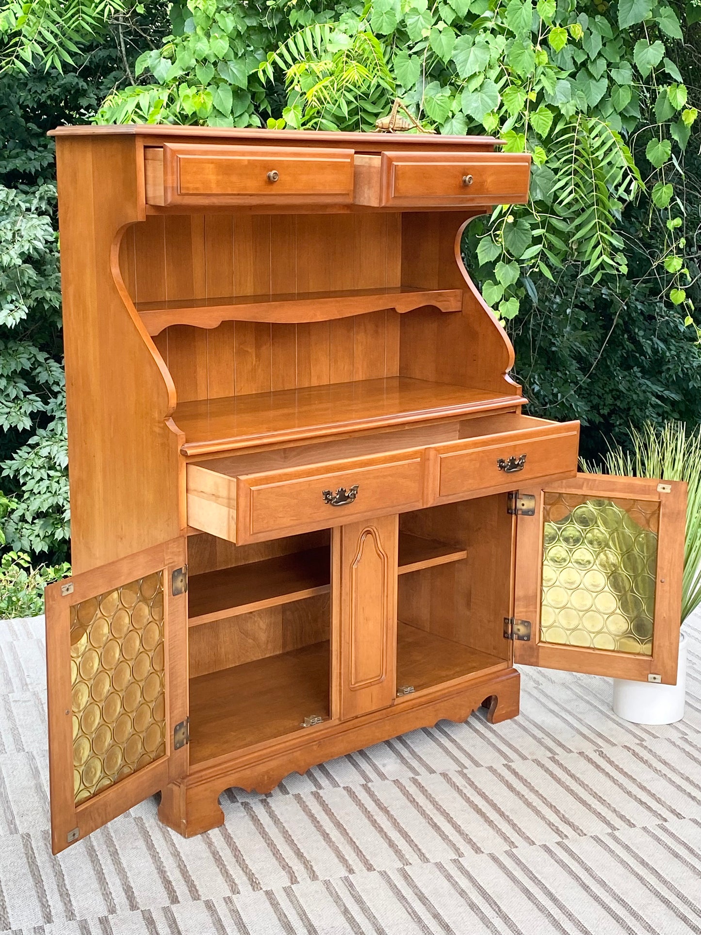 Vintage Maple Serving Hutch Buffet