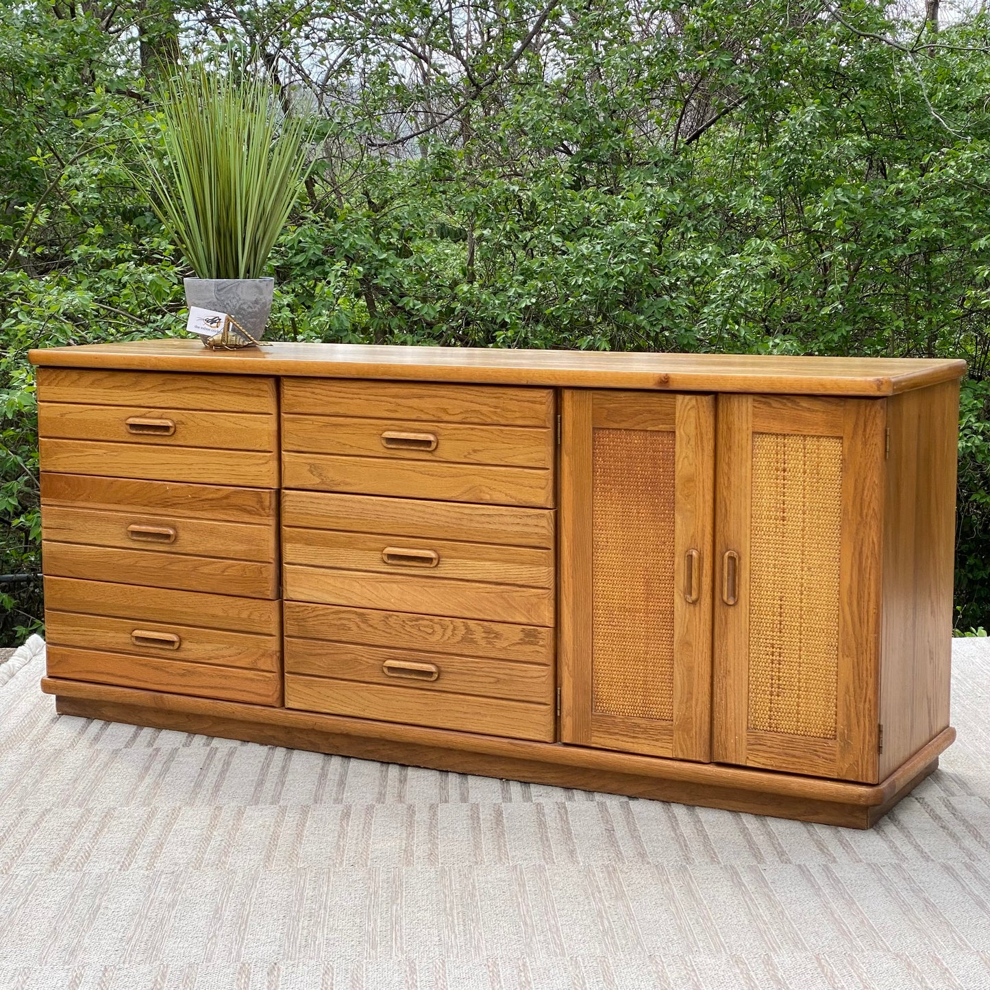 Vintage Wooden Broyhill 9 Drawer Lowboy Dresser