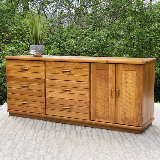 Vintage Wooden Broyhill 9 Drawer Lowboy Dresser