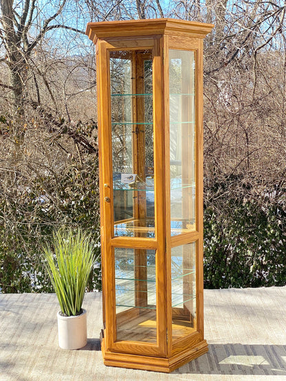 Nice Wooden Oak Tall Display Cabinet