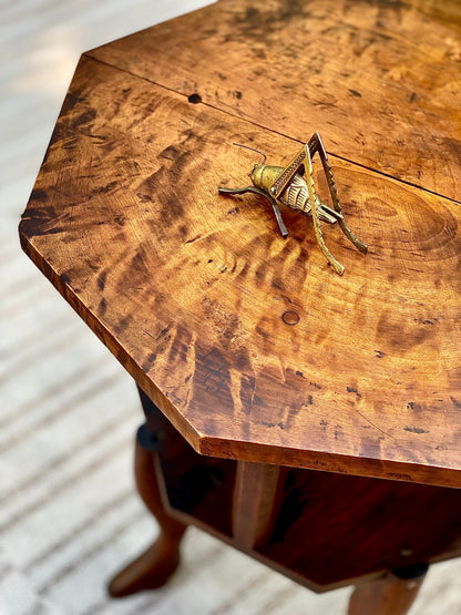 Antique Burl Wood Plant Stand Side Table