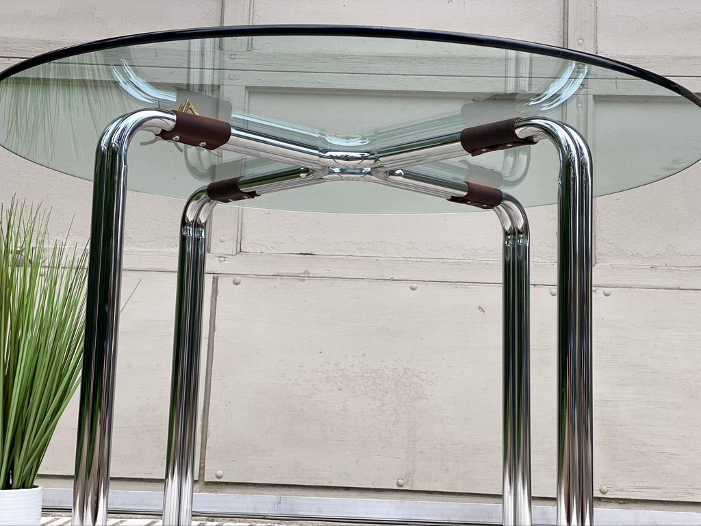 Retro Chrome Tubular Glass Dining Table