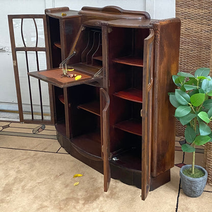 Antique TC Dunning Art Deco Secretary Display Bookcase