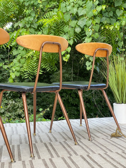Vintage MCM Vinyl Wood Chairs