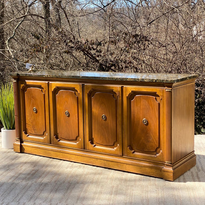 Vintage Wooden Credenza with Marble Top