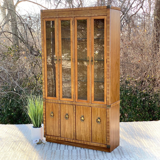 Vintage Drexel Wooden Lighted Hutch