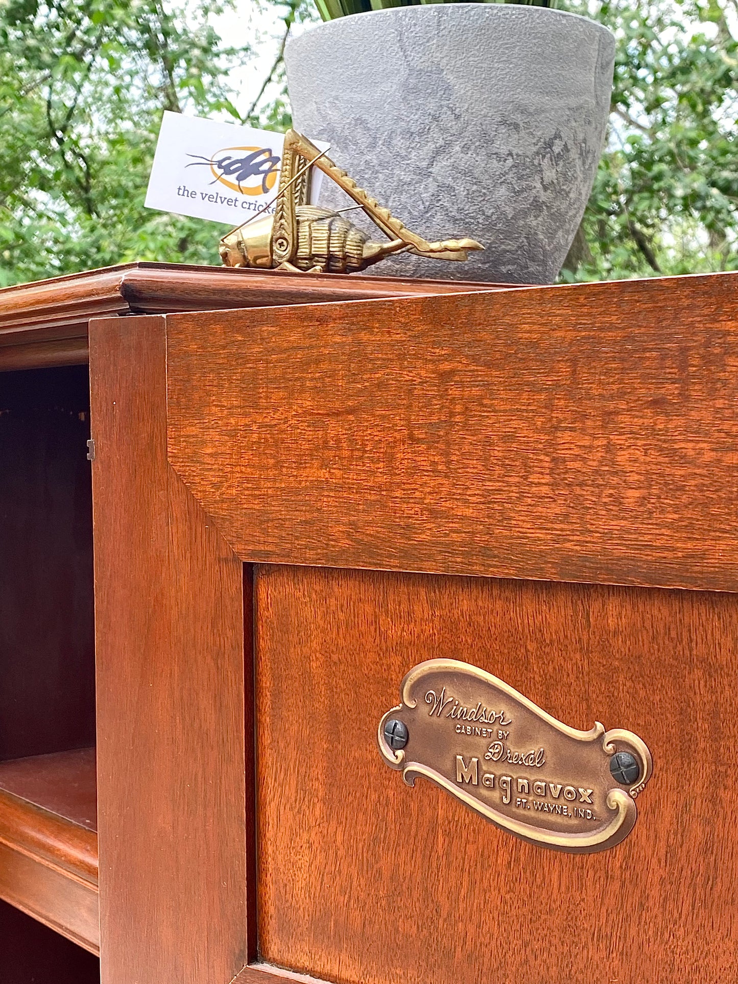 Vintage Windsor Walnut Credenza Cabinet by Drexel
