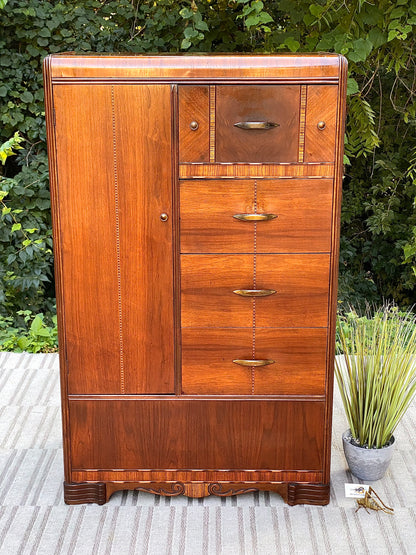 Nice Vintage Art Deco Wooden Wardrobe