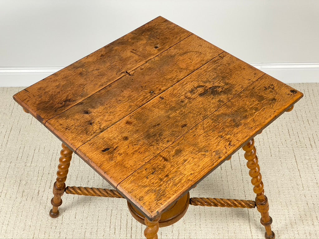 Antique Oak Fern Plant Table