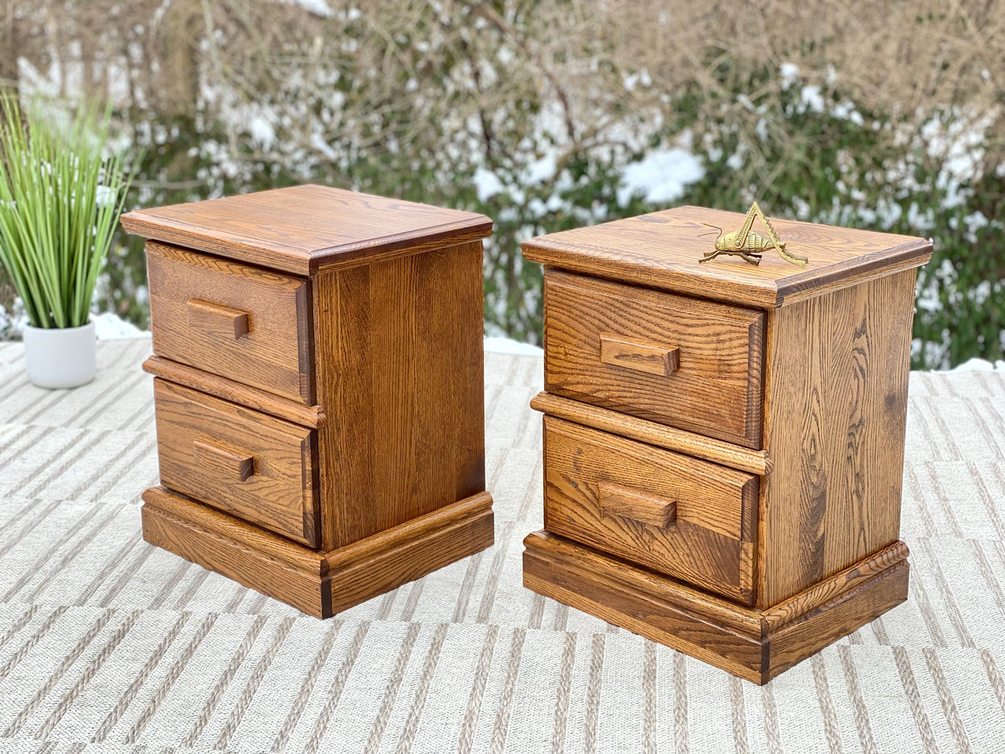 Pair of Vintage Oak Nightstands