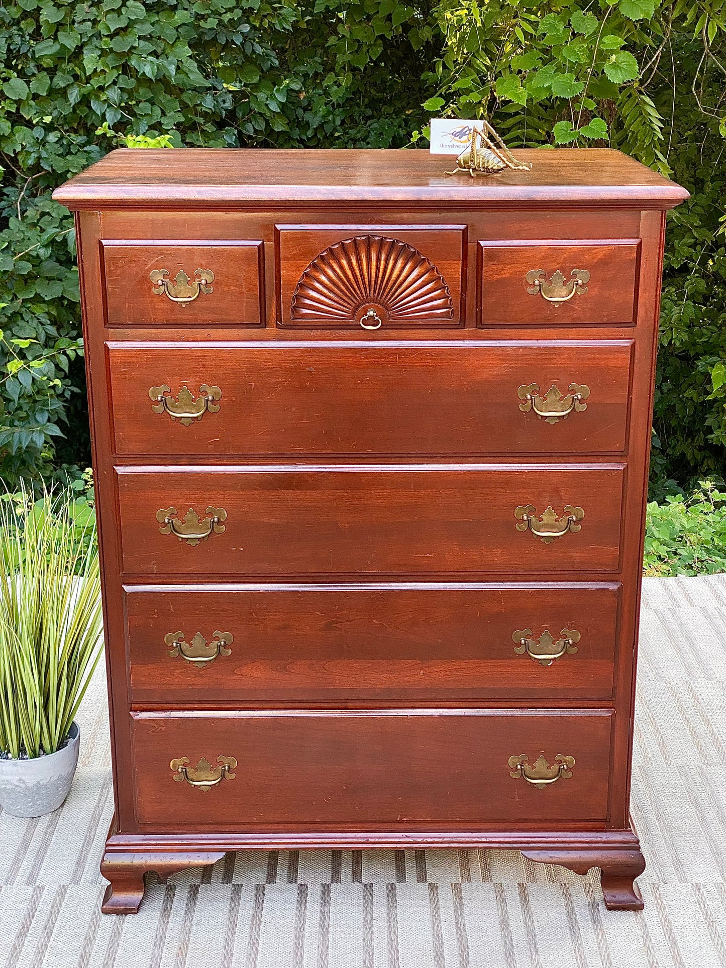 Vintage Solid Mahogany Kling 7 Drawer Highboy Dresser