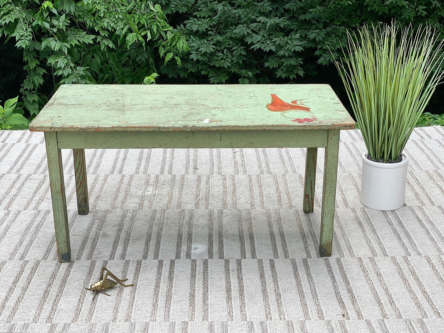 Small Primitive Green Painted Table