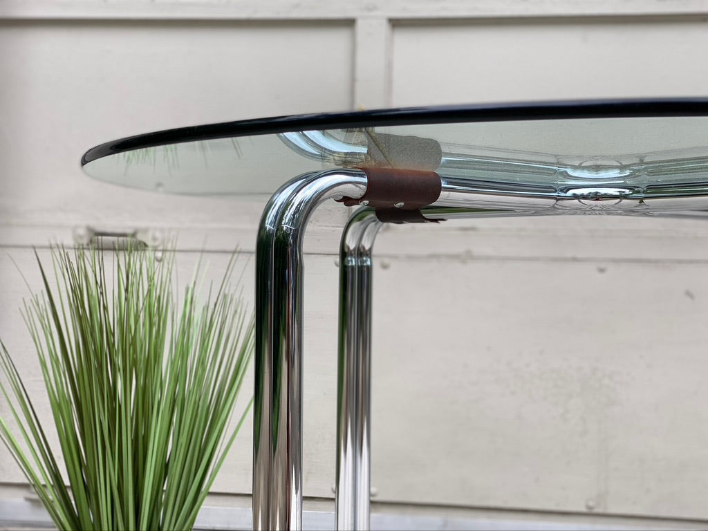 Retro Chrome Tubular Glass Dining Table