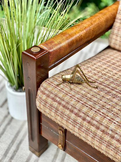 Vintage Upholstered Pine Loveseat