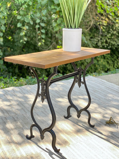 Solid Wood & Cast Iron Hallway Table