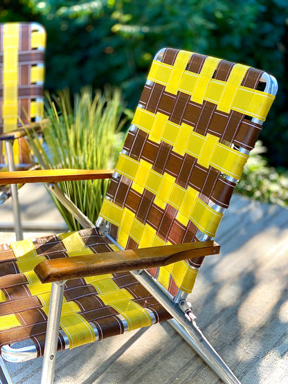 Pair of Vintage Aluminum Mesh Folding Lawn Chairs