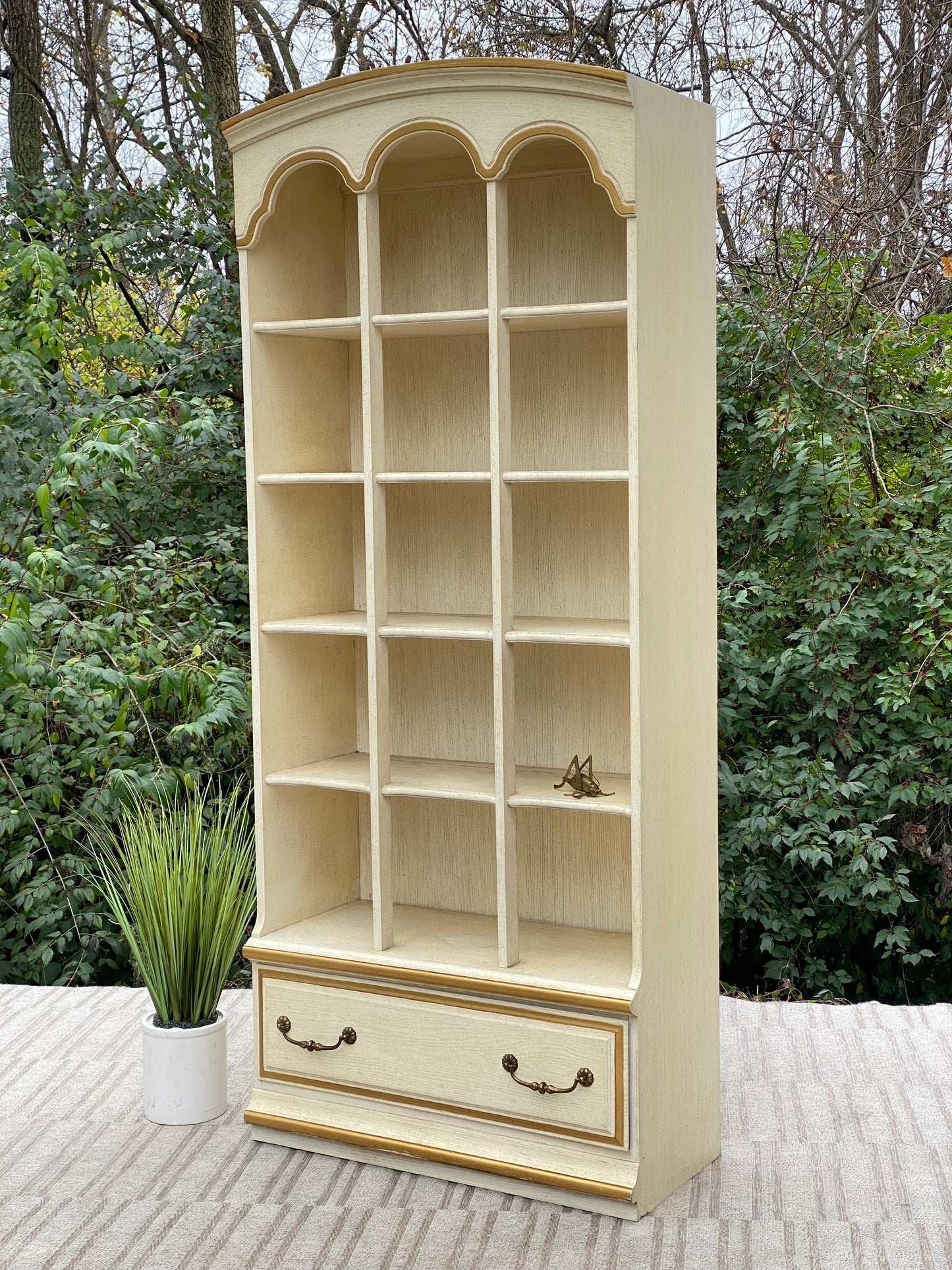 Tall Vintage French Provincial Globe Furniture Bookcase