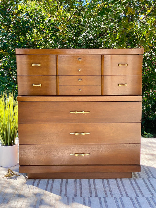 Vintage MCM 5 Drawer Highboy Dresser